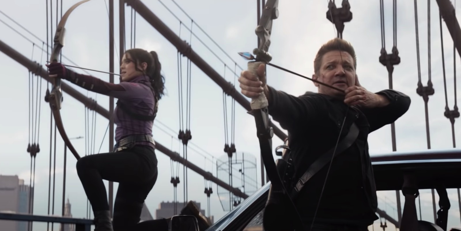 Kate Bishop and Clint Barton in Hawkeye promo