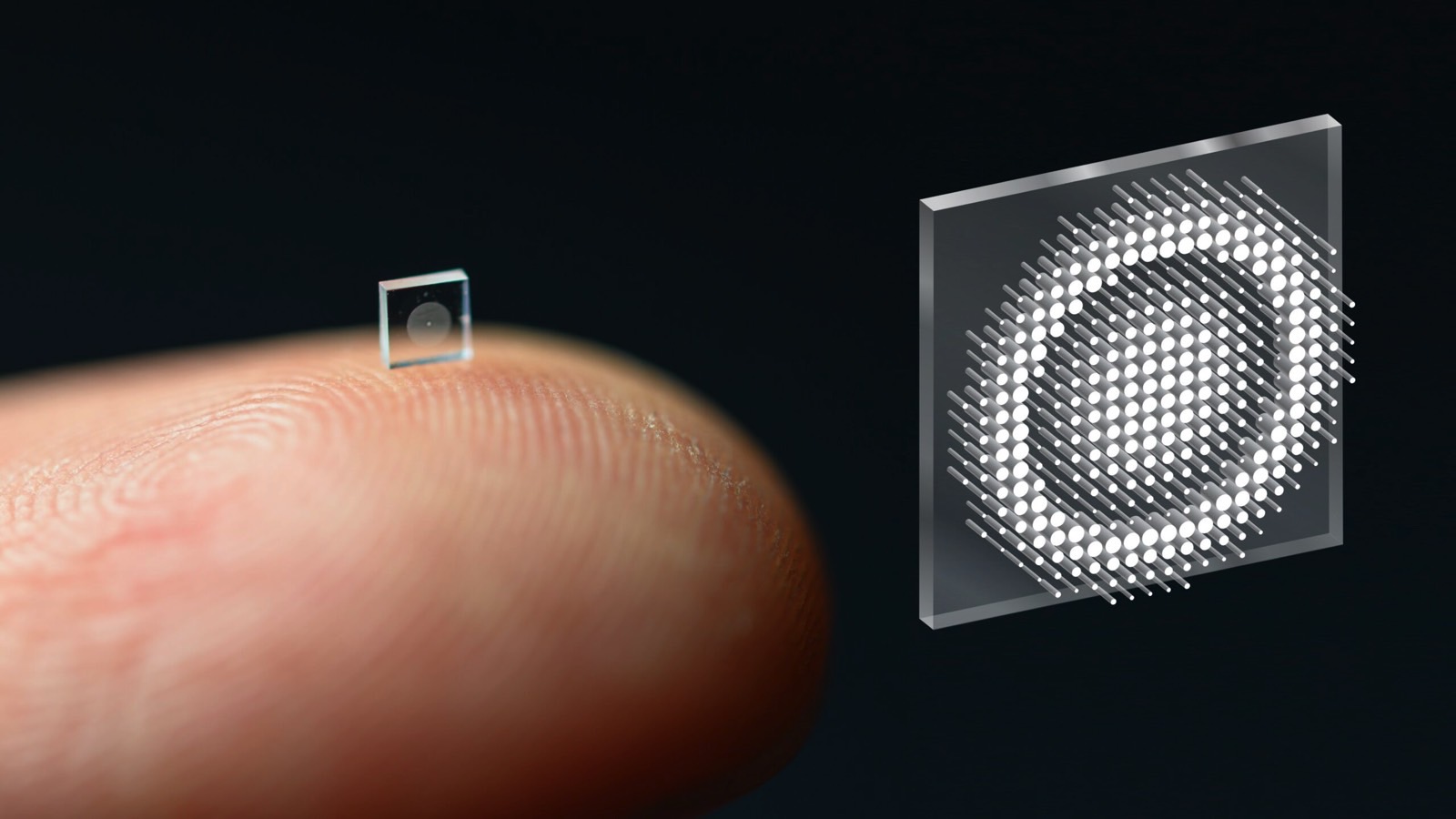 Nano camera design compared to a finger