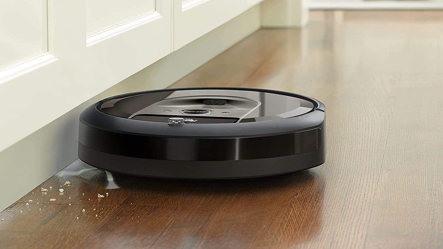 A Roomba on the floor