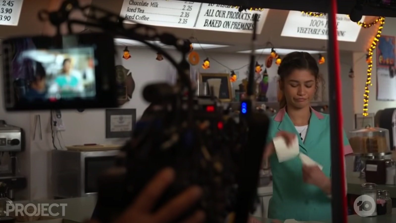 Zendaya in No Way Home BTS footage on The Project