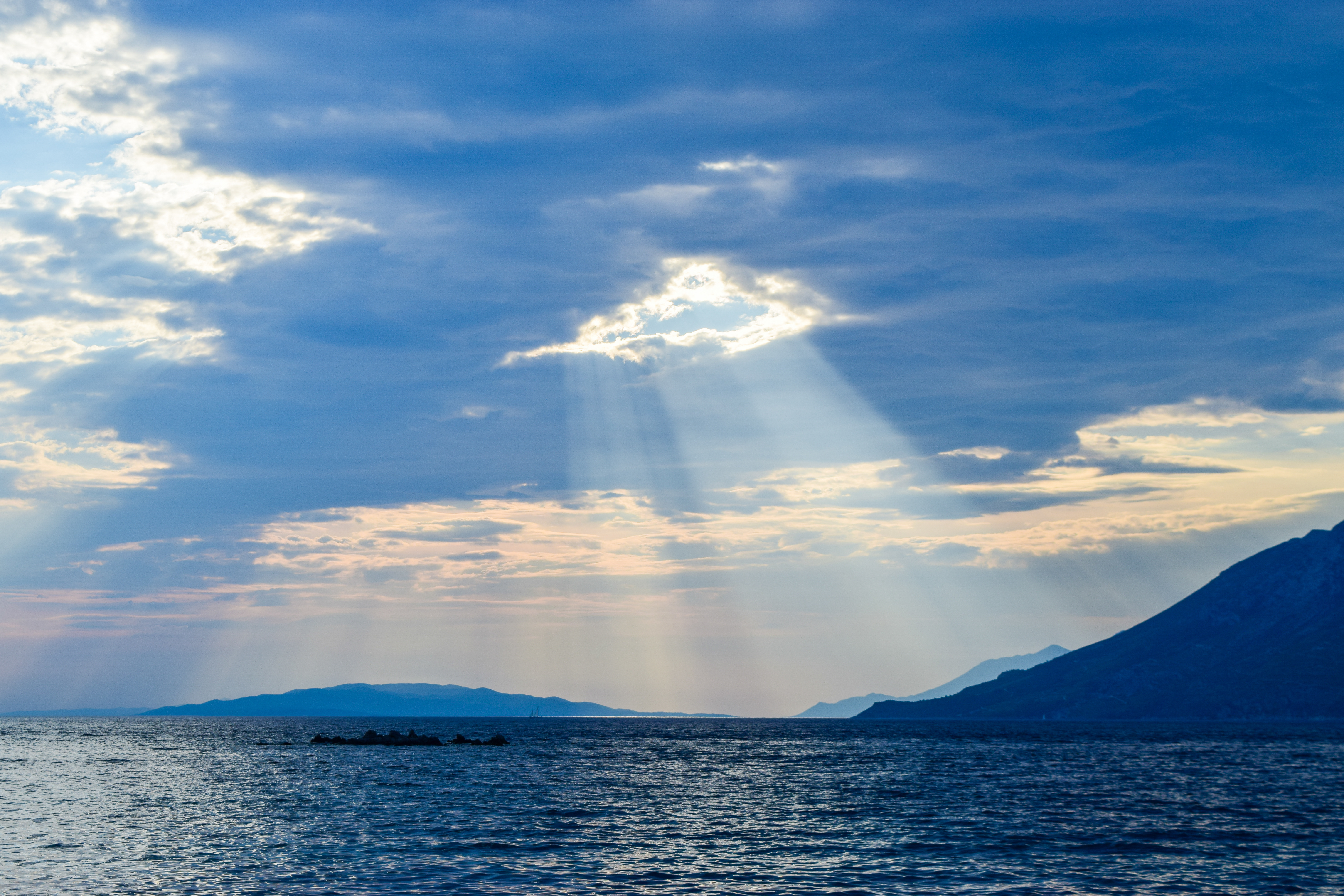 beam of light over the sea