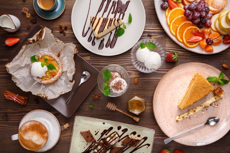 Various desserts on a table