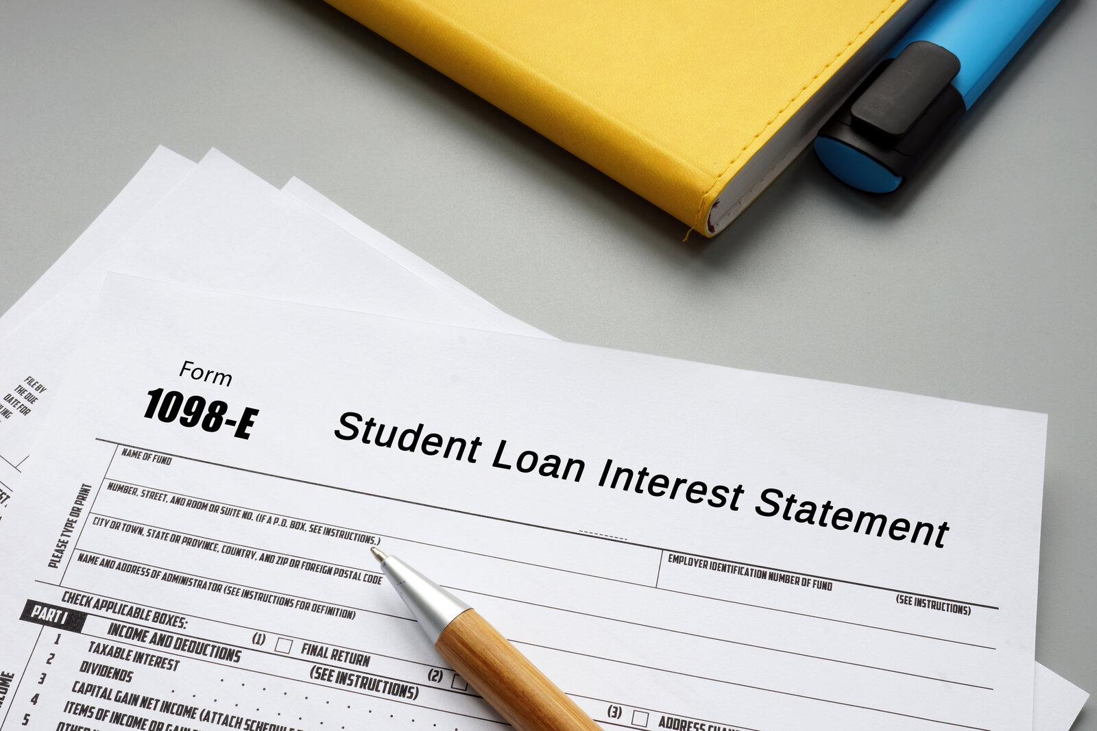 Form 1098-E Student Loan Interest Statement tax form is shown