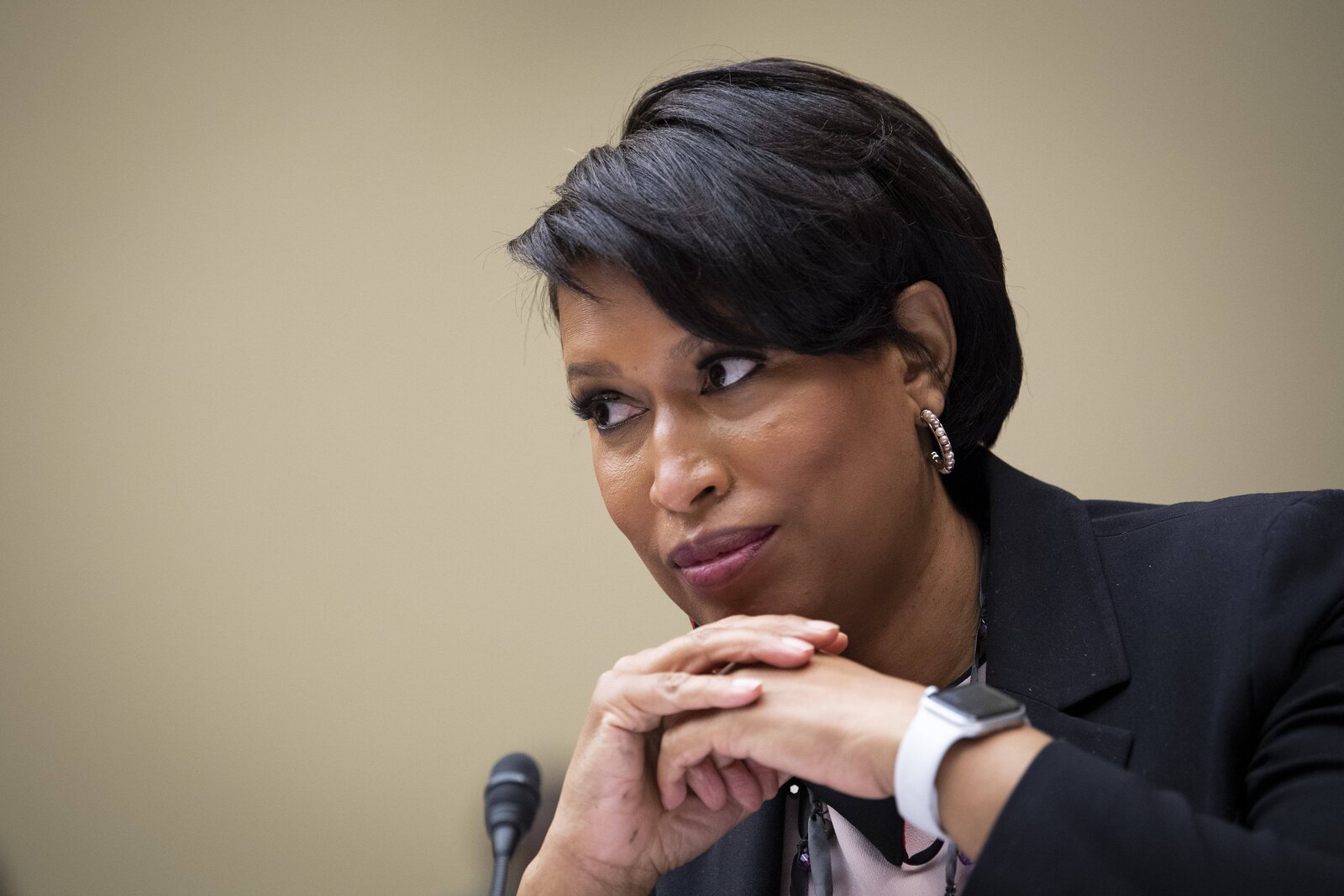 a closeup of Washington DC Mayor Muriel Bowser