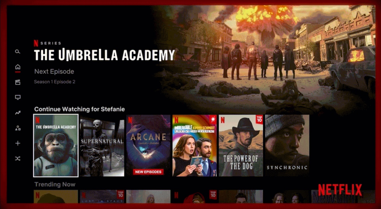 Netflix home screen.