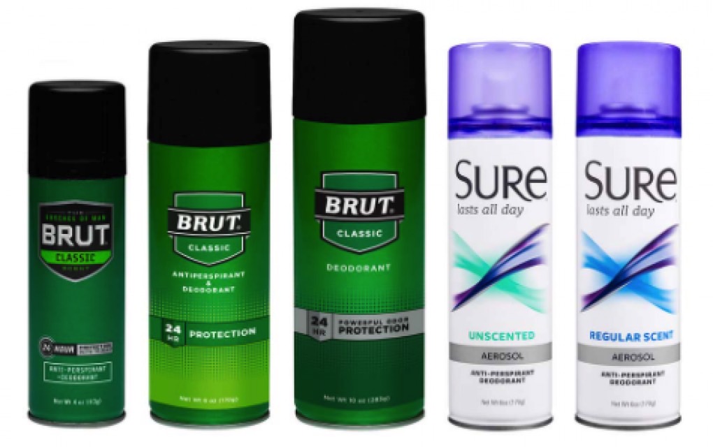 Deodorant cans part of the Brut and Sure recall