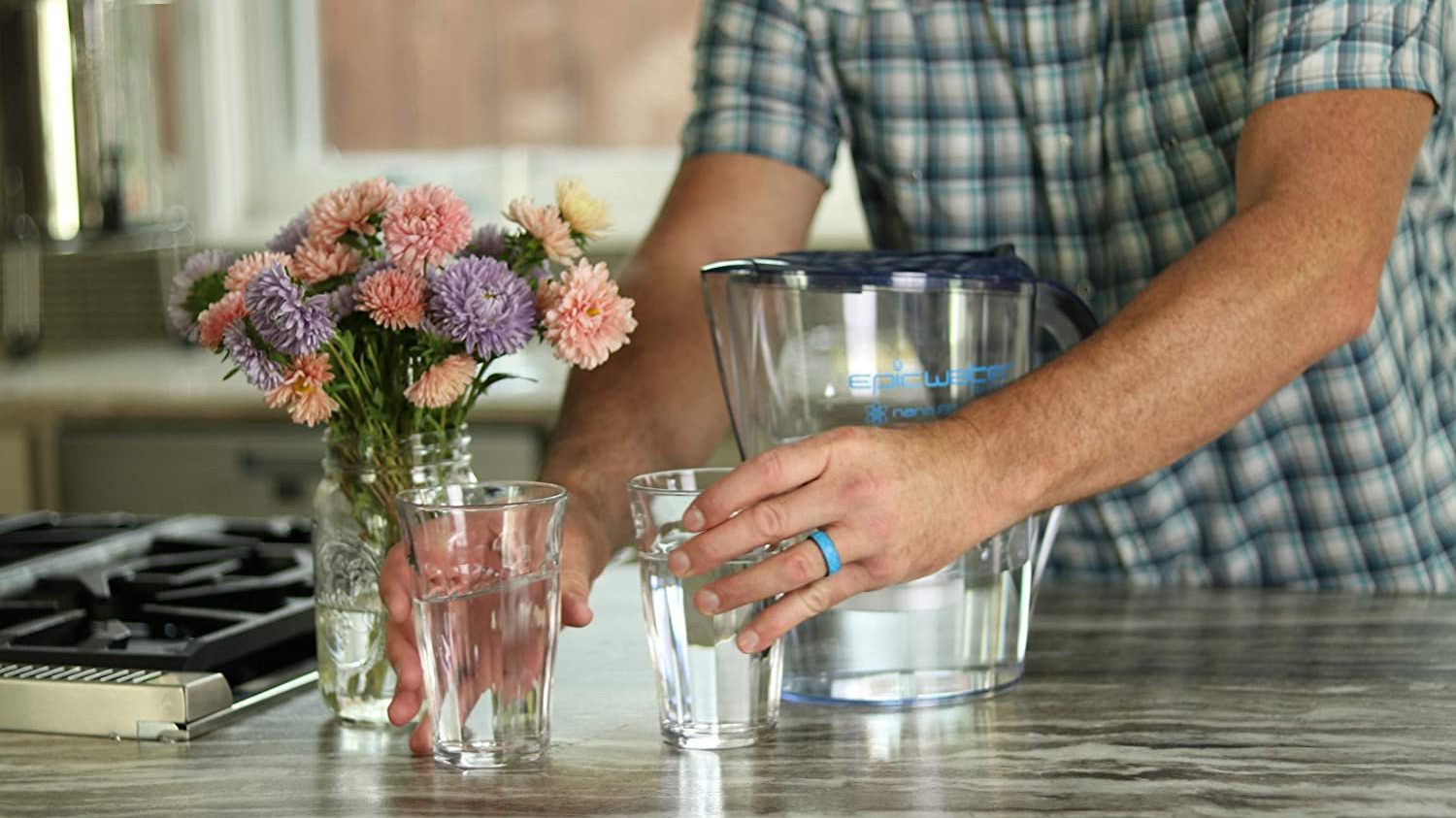 Flowers and a pitcher