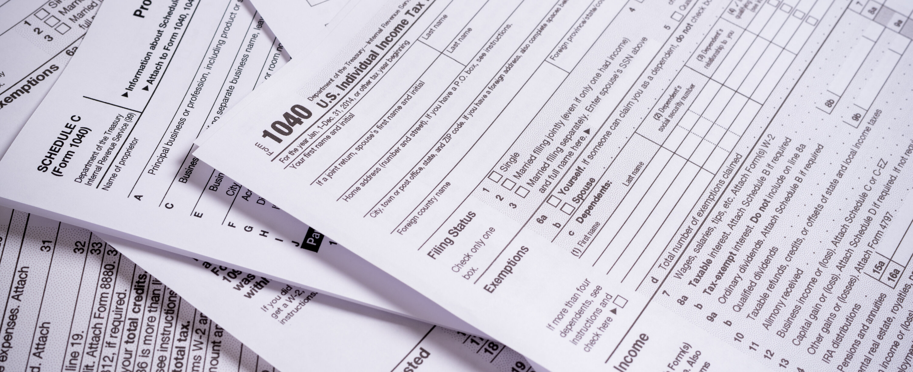 A variety tax forms are shown