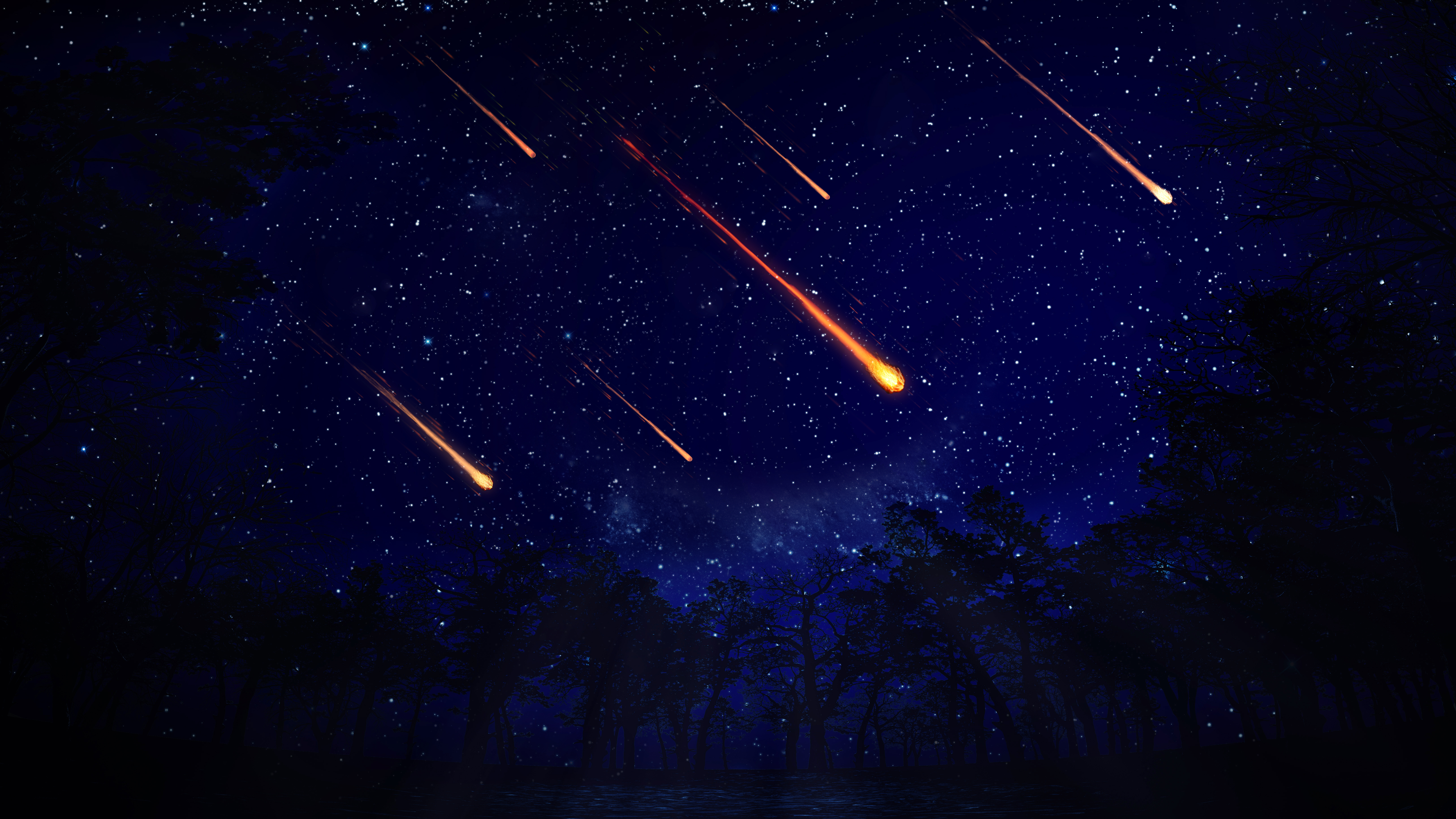 meteor shower in the night sky