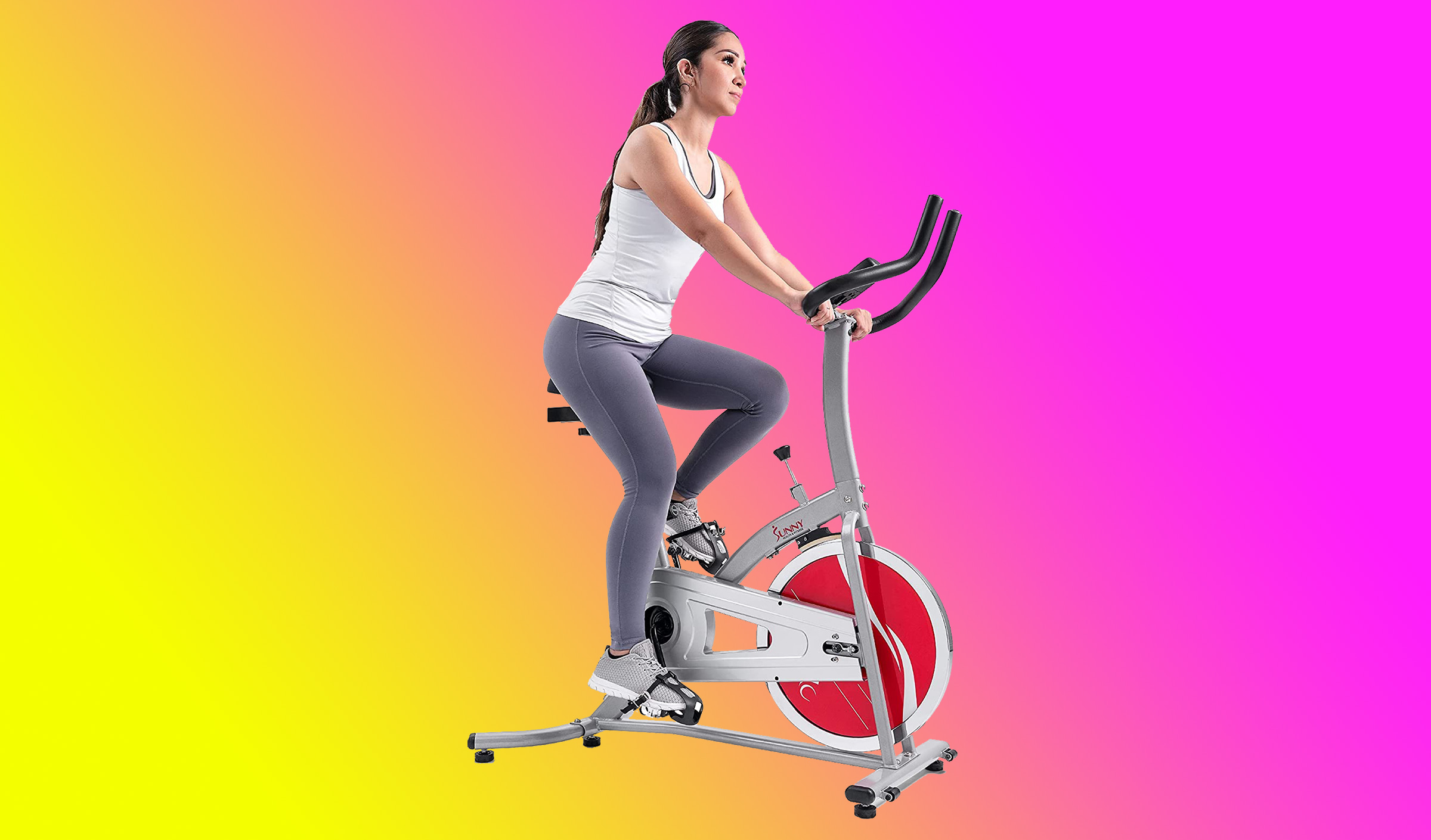 Sunny health & fitness pink indoor cycling discount bike