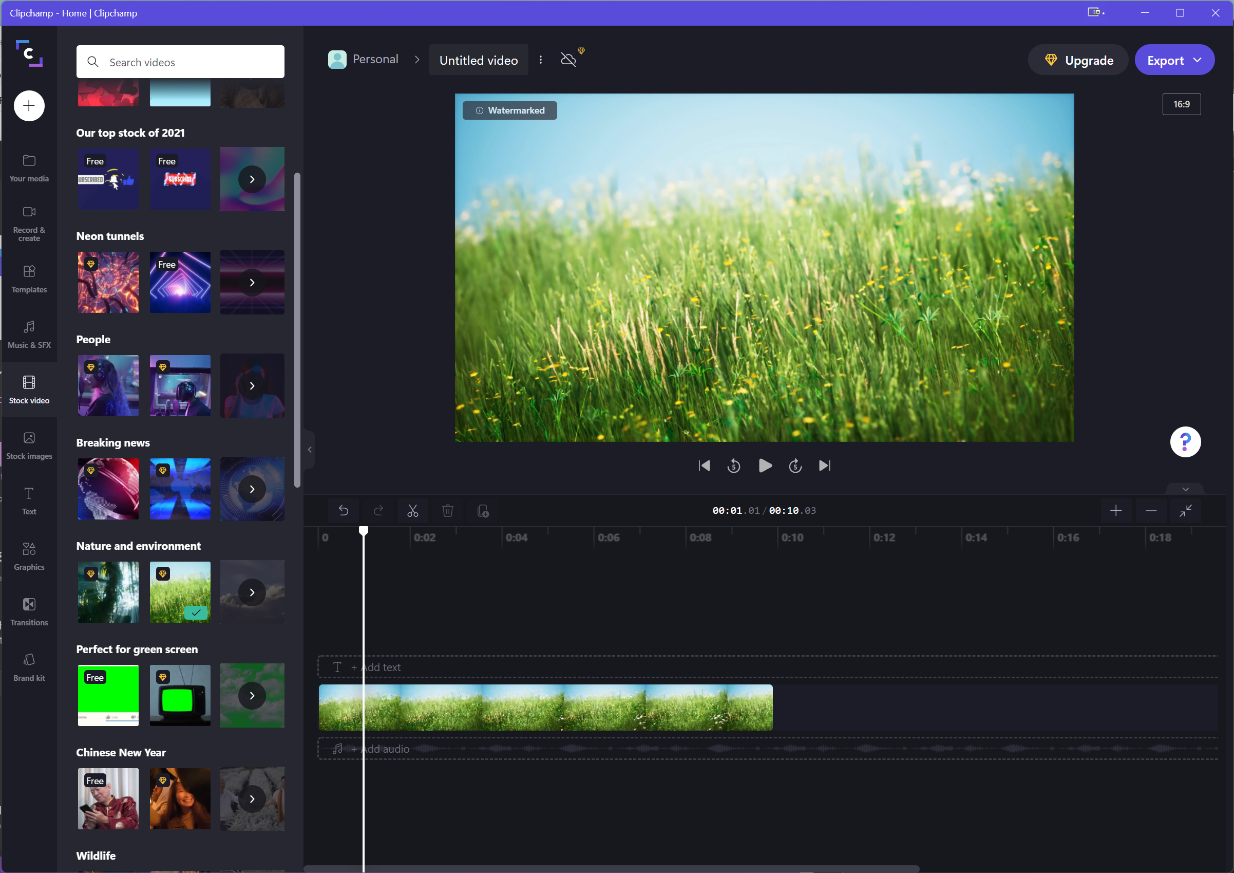 Editor de vídeo Clipchamp para Windows 11