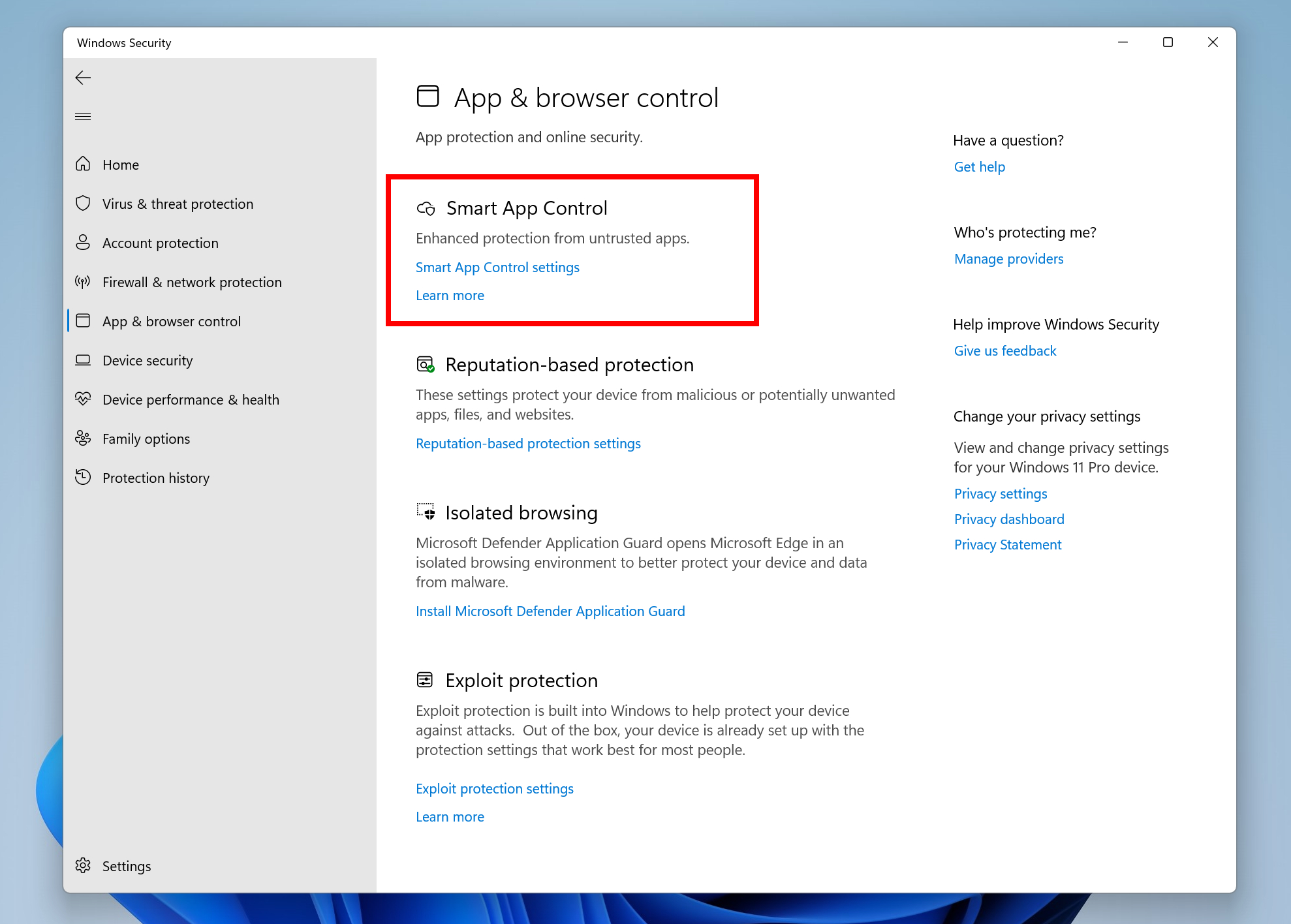 New Smart App Control Windows 11 security feature