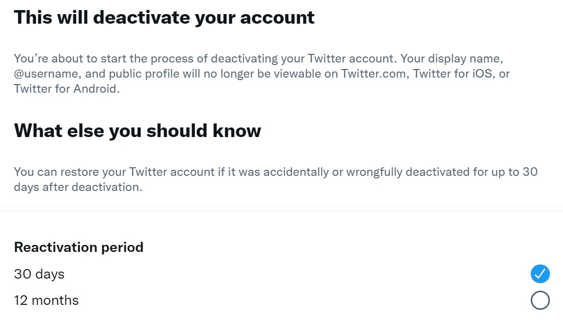 How to deactivate your Twitter account on the web.