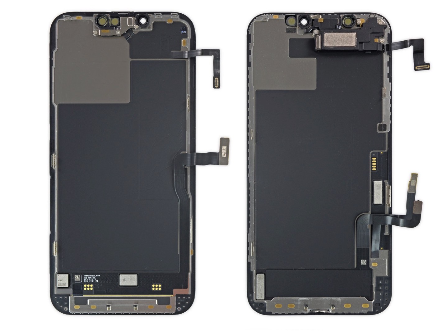 iPhone 13 Pro (left) vs. iPhone 12 Pro (right): Display assembly comparison