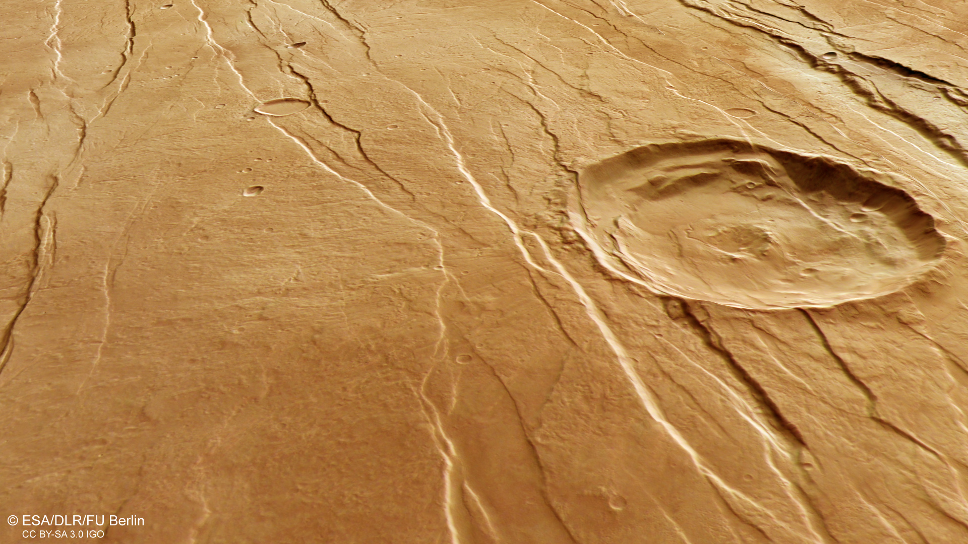 image of mars showing Tantalus Fossae