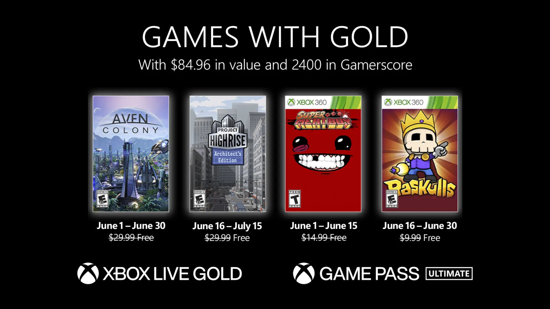 Xbox Games with Gold for June 2022.