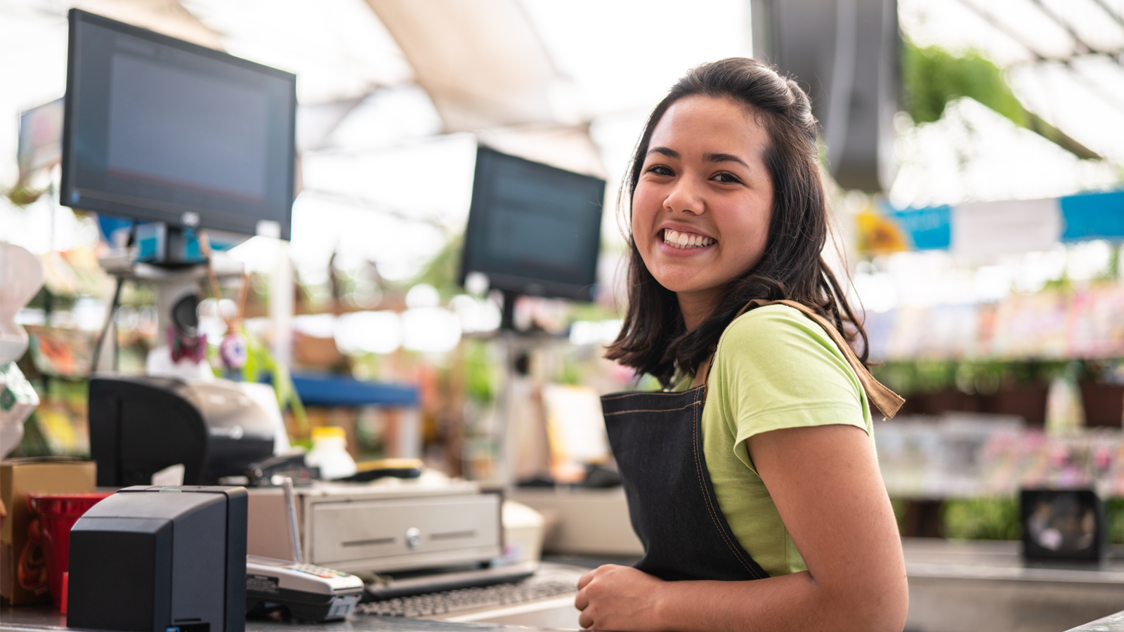 Worker in an apron