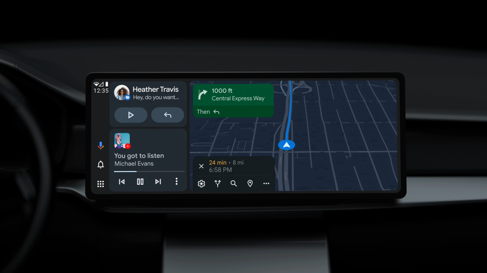 Android Auto's new dynamic UI adapts the split-screen experience to any screen type.