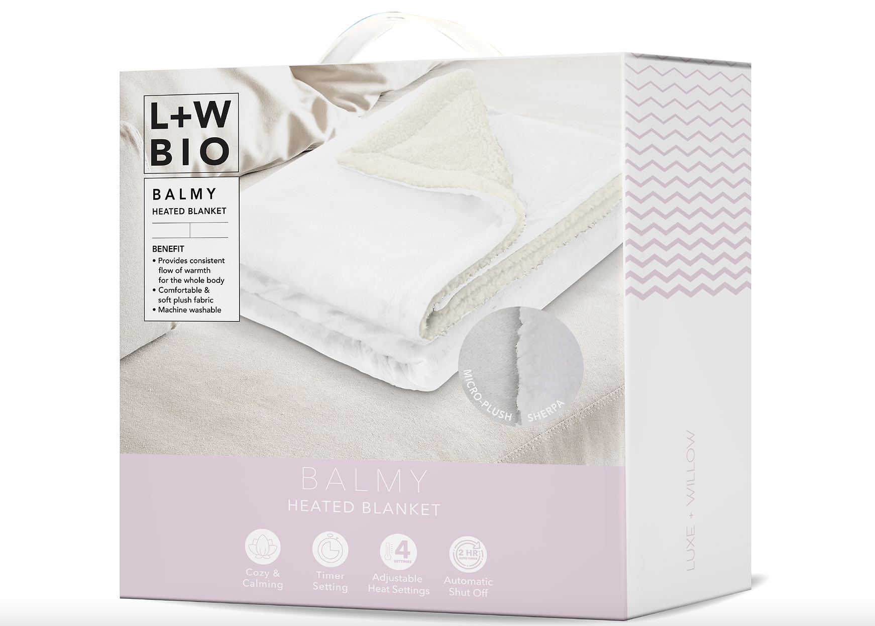 Heated blanket recall: The Luxe+Willow blanket retail box.