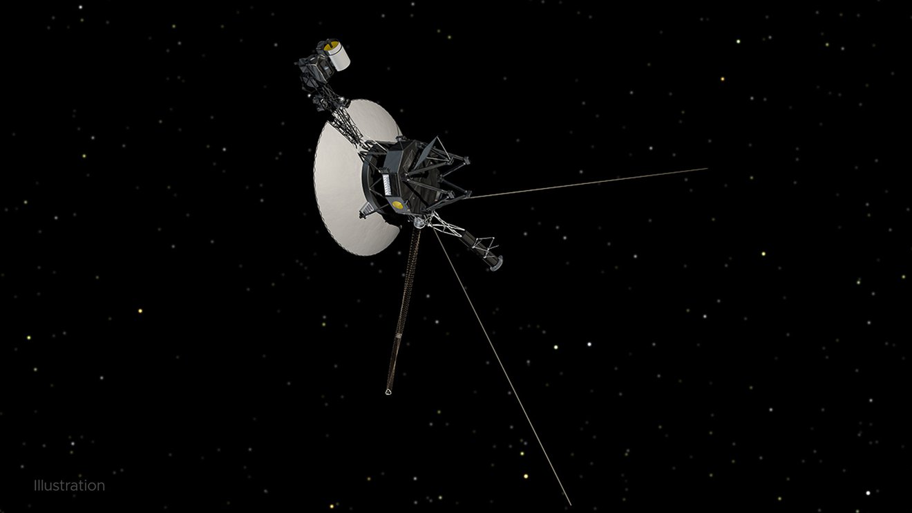 illustration of Voyager 1 or Voyager 2 in space