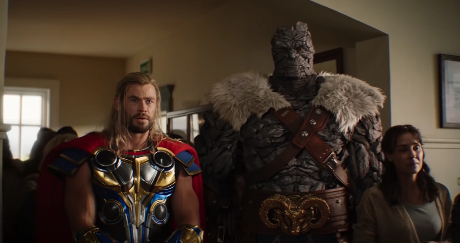 Thor (Chris Hemsworth) and Korg (Taika Waititi) in Thor: Love and Thunder trailer 2.