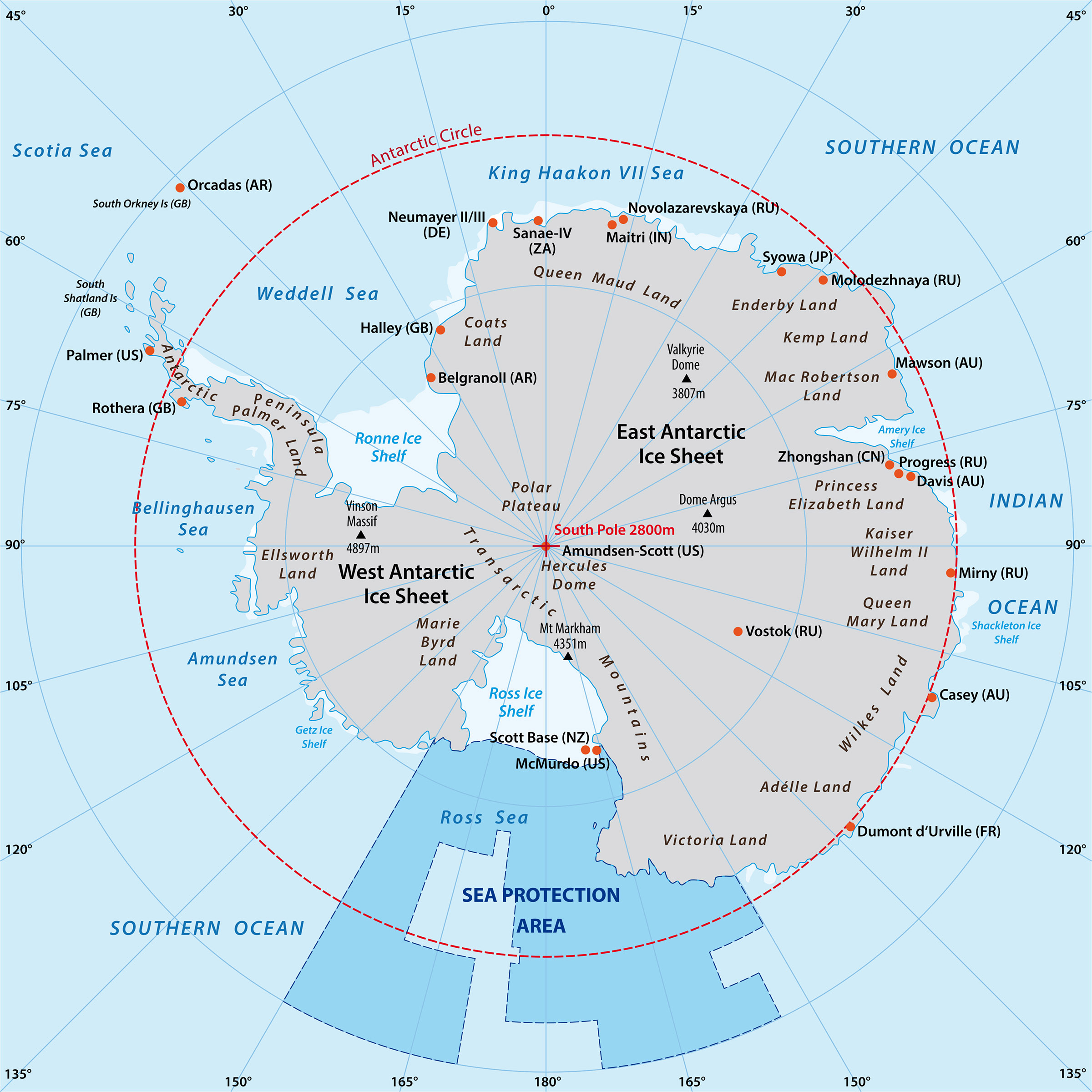 map of antarctic, including where scientists found a hidden world