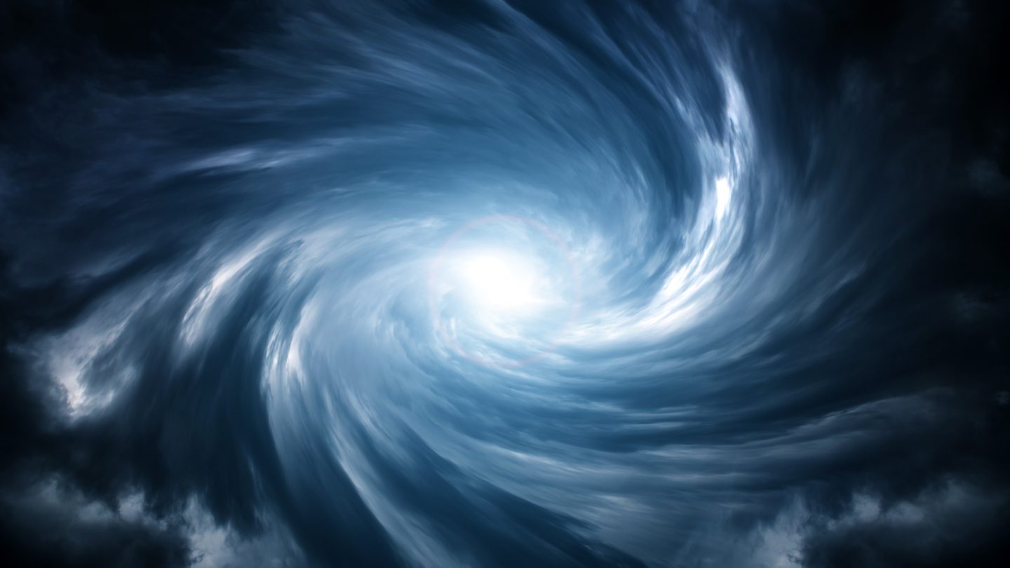 spirals of light in the sky