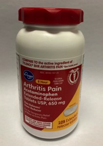 Aurohealth Kroger acetaminophen recall: Bottle label.