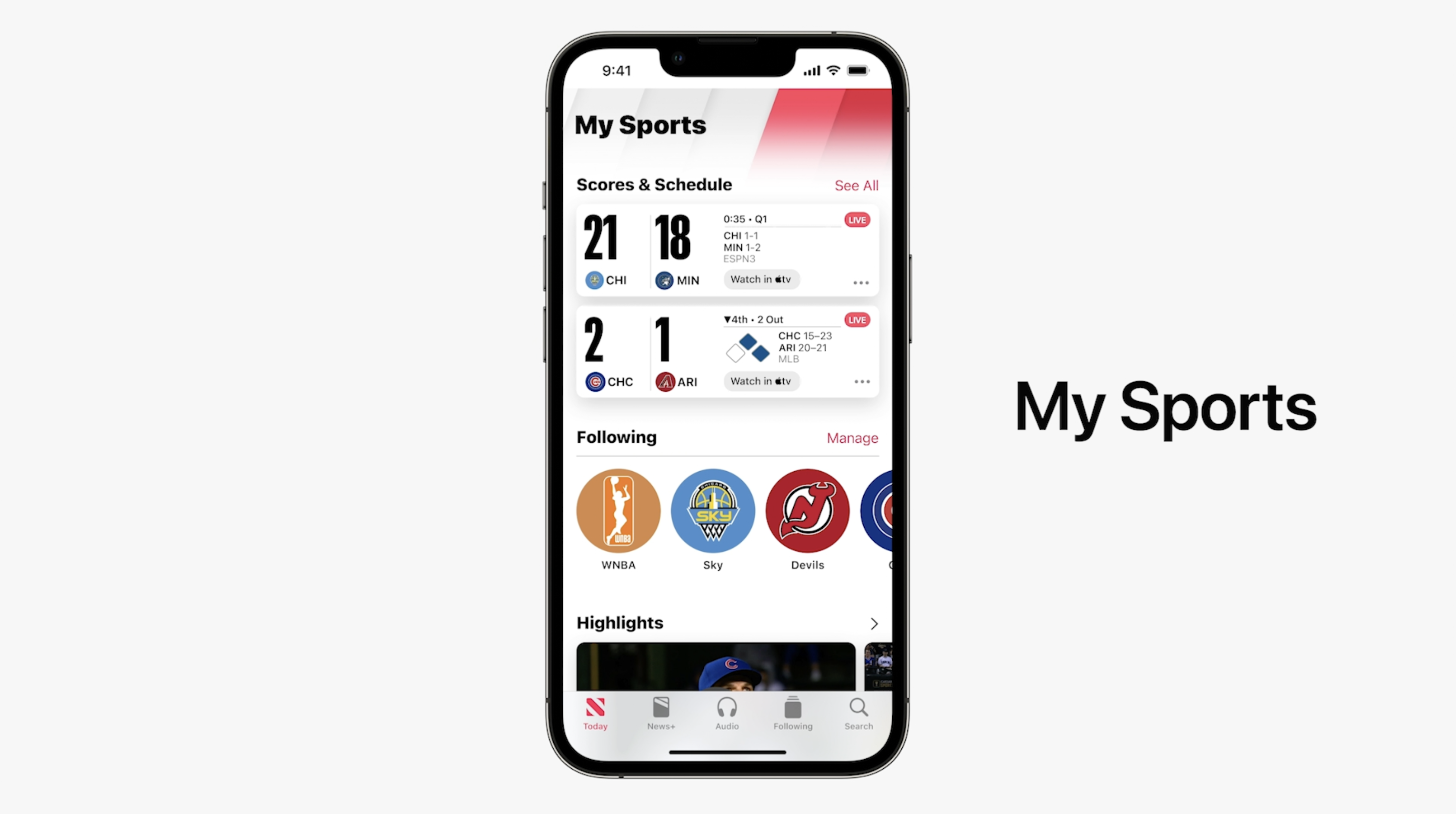 iOS 16 features: Apple News has a new My Sports section.