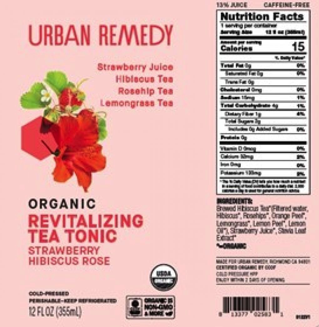 Urban Remedy strawberry tea recall: Label of product.