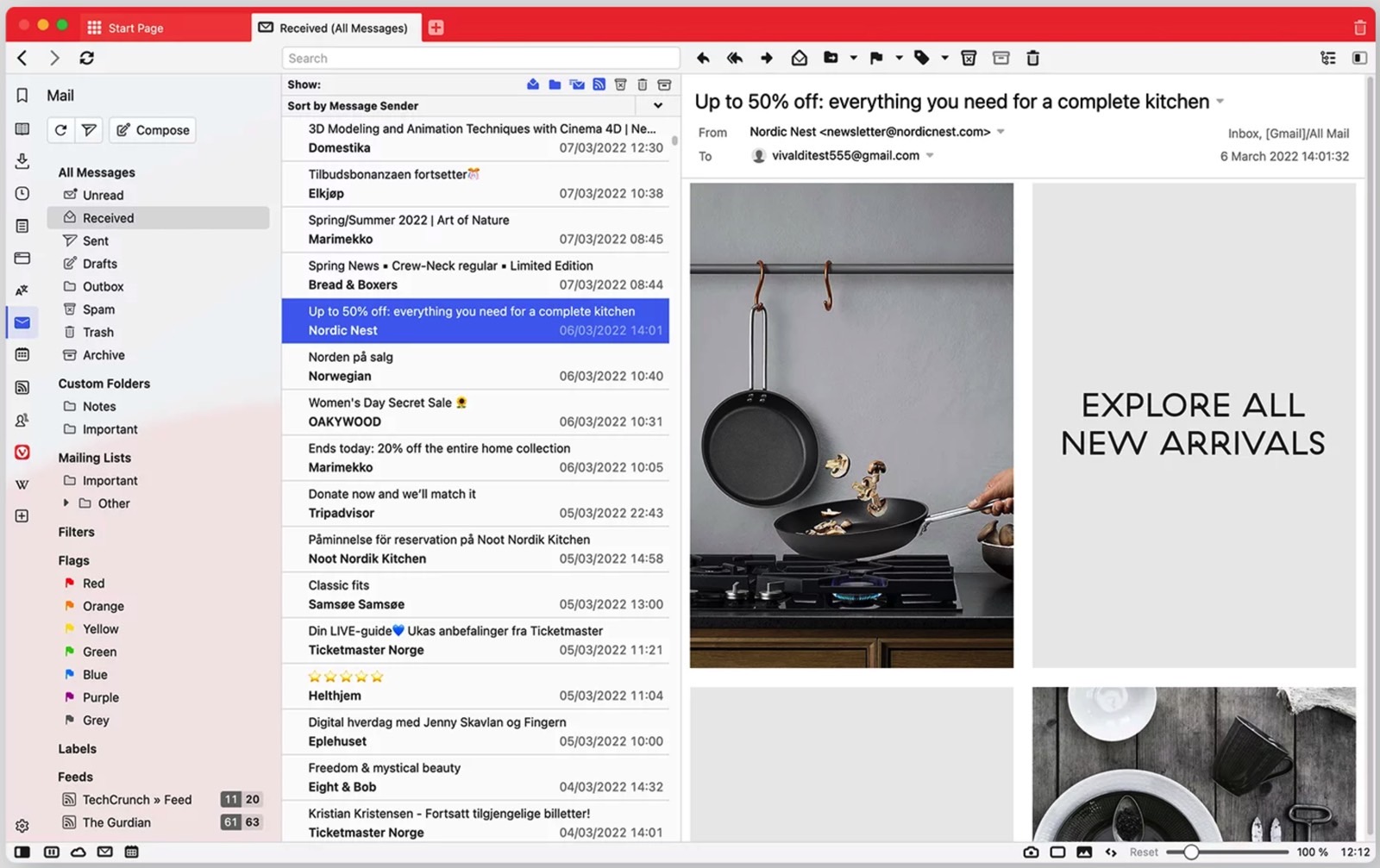 Vivaldi Mail app built right into the internet browser.