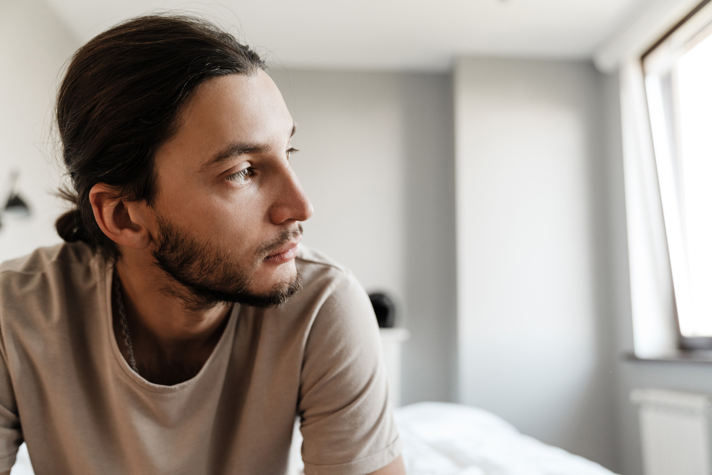 man dealing with negative thoughts