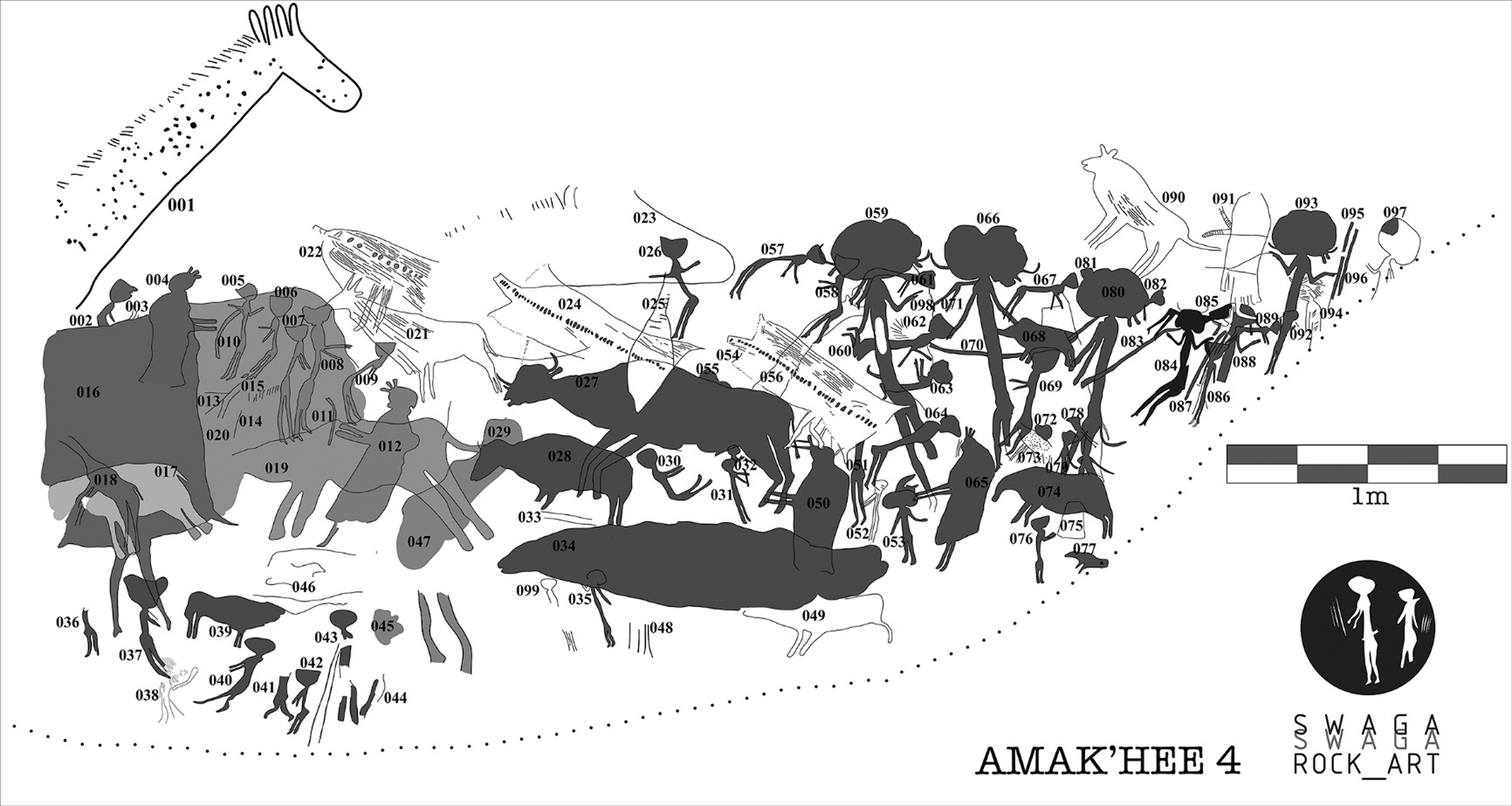 tracing of alien-like cave paintings