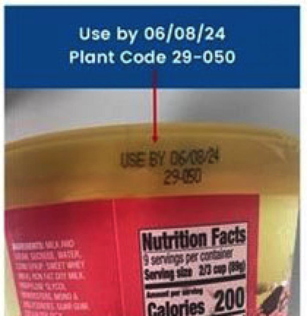 Belfonte Dairy ice cream recall: Use by and Plant Code example.