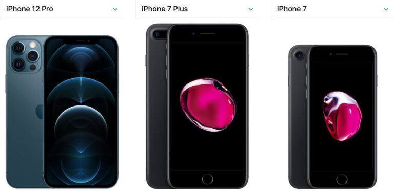iPhone 7, 7 Plus, and iPhone 12 Pro
