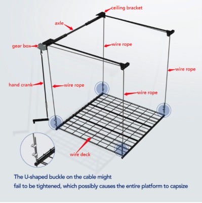 Loctek Fleximounts Overhead Garage Storage Racks recall: Location of the U-Shaped buckle.