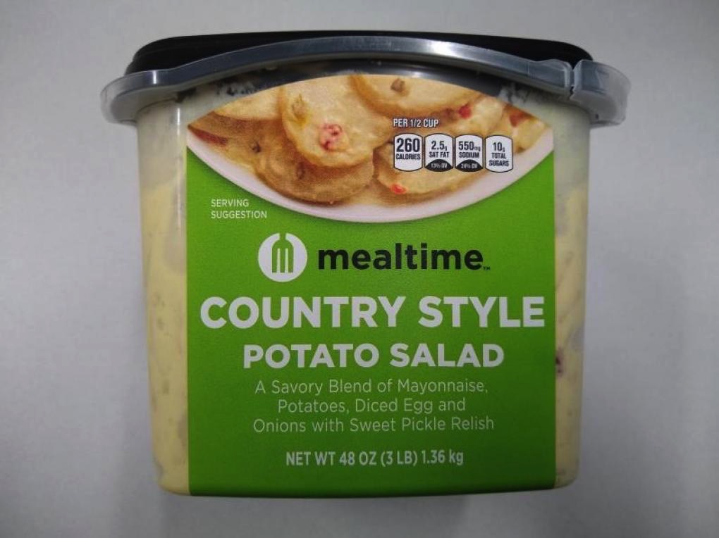 Hy-Vee potato salad recall: Mealtime Country Style brand package.