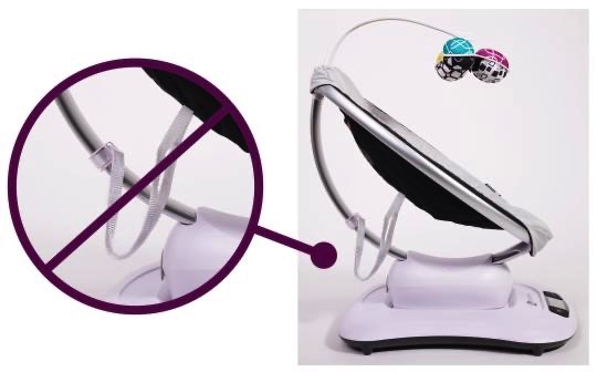 4moms recall: Strap dangling from recalled 4moms MamaRoo swing.