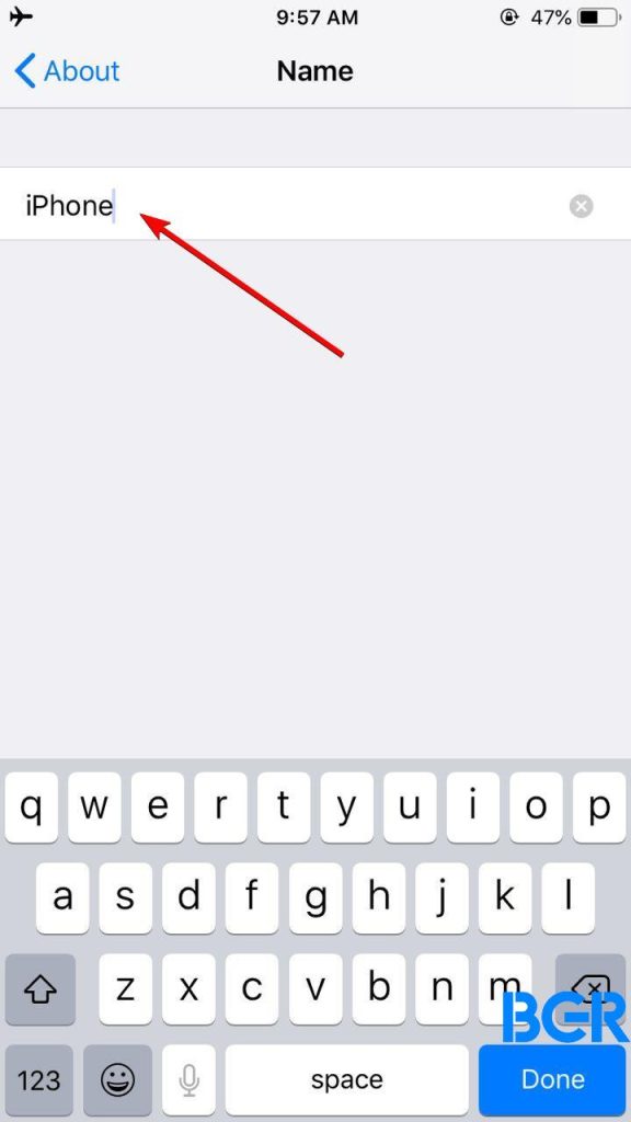 Enter new name to change your AirDrop name