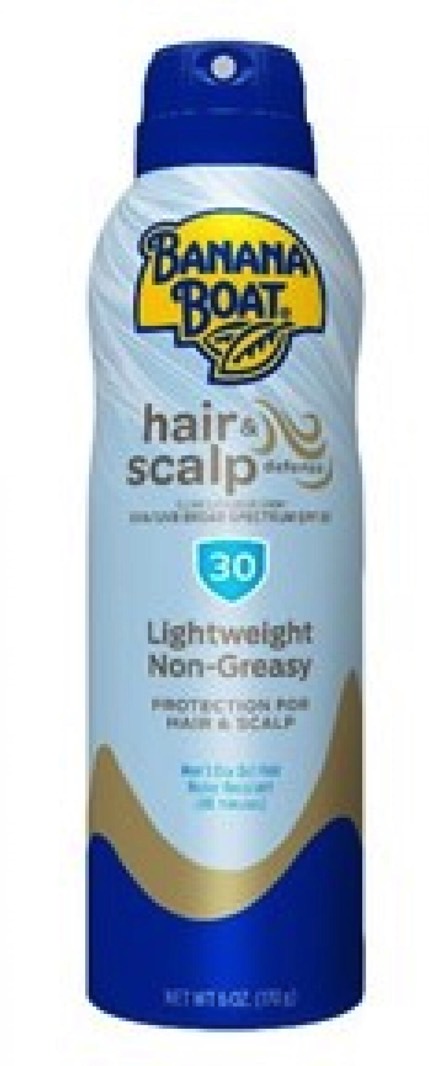 Banana Boat recall: An image of the Hair & Scalp Sunscreen Spray aerosol can.