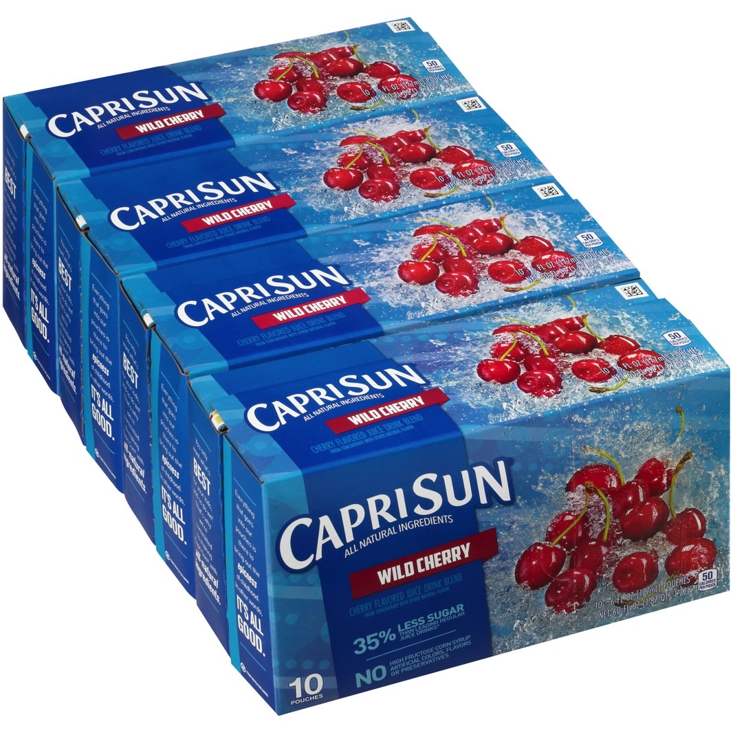 Capri Sun Wild Cherry recall: An image of a case of Carpi Sun juice drinks.