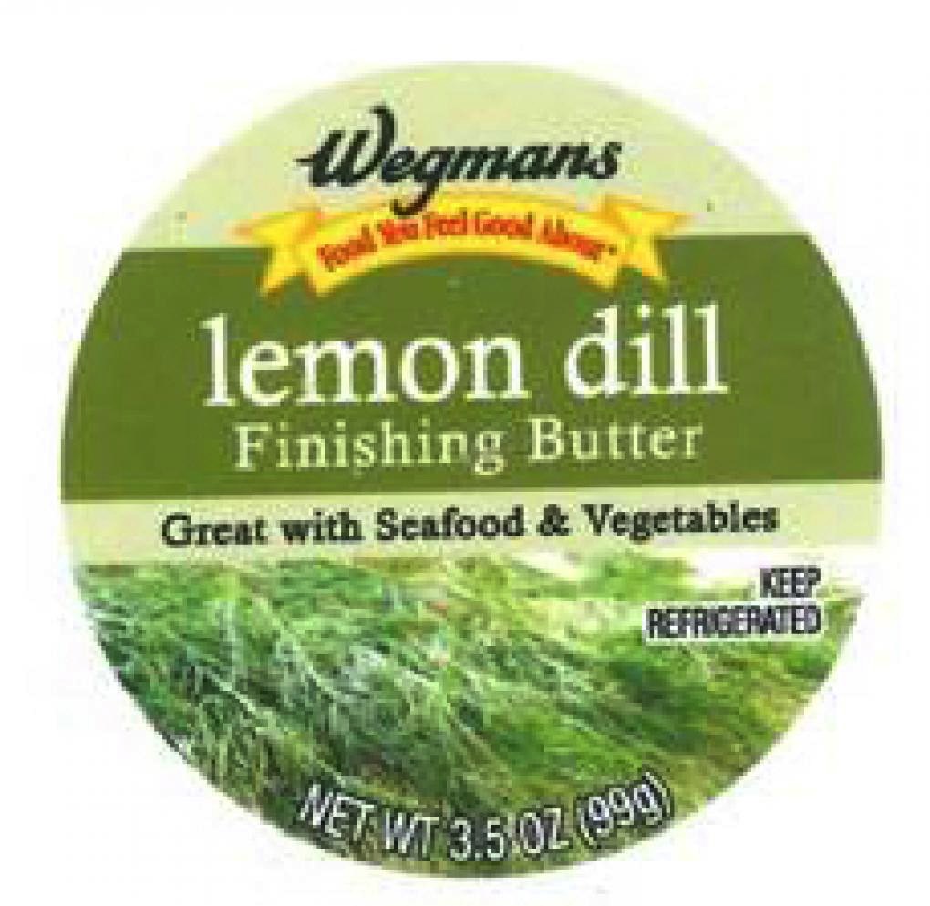 Epicurean butter recall: The top label of Wegmans Lemon Dill Finishing Butter tubs.