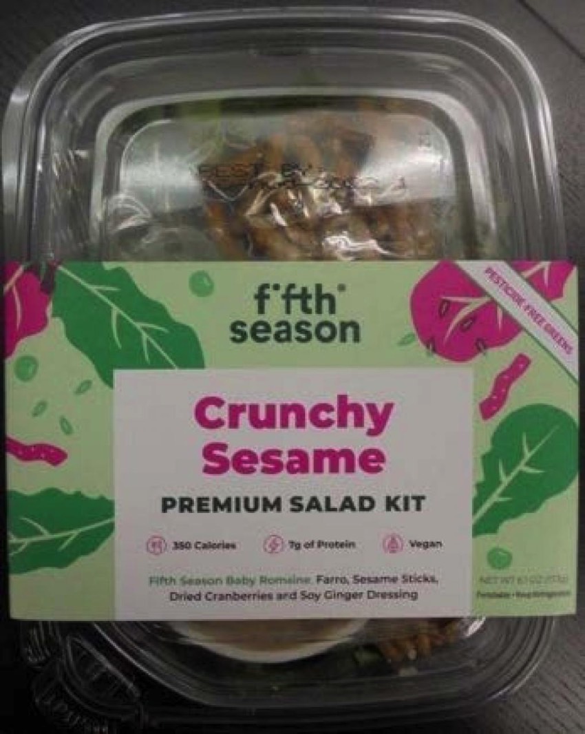 Fifth Season salad recall: The front side of the Crunchy Sesame Salad Kits retail package.