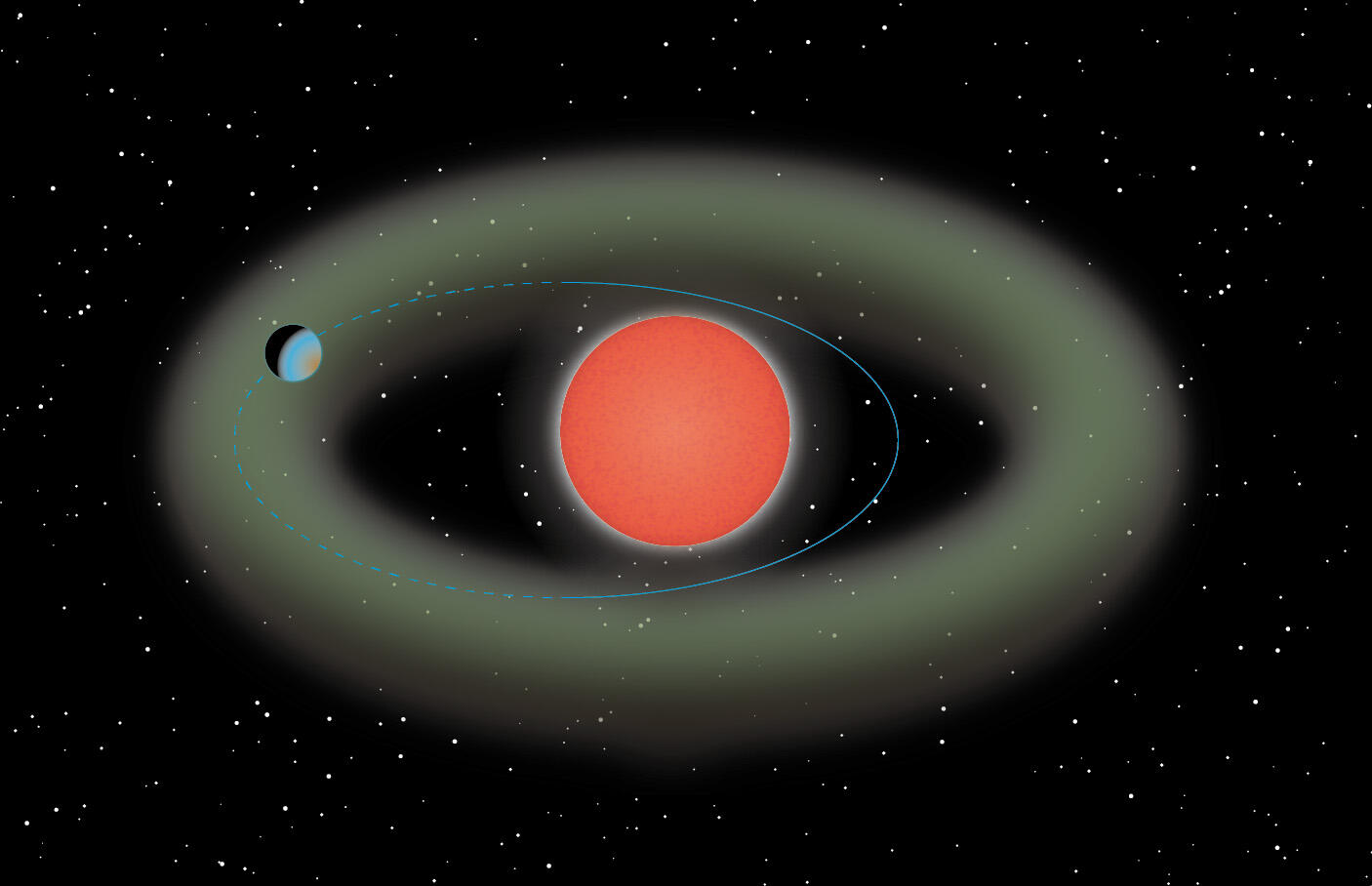 super-earth orbits a red dwarf skimming through habitable zone