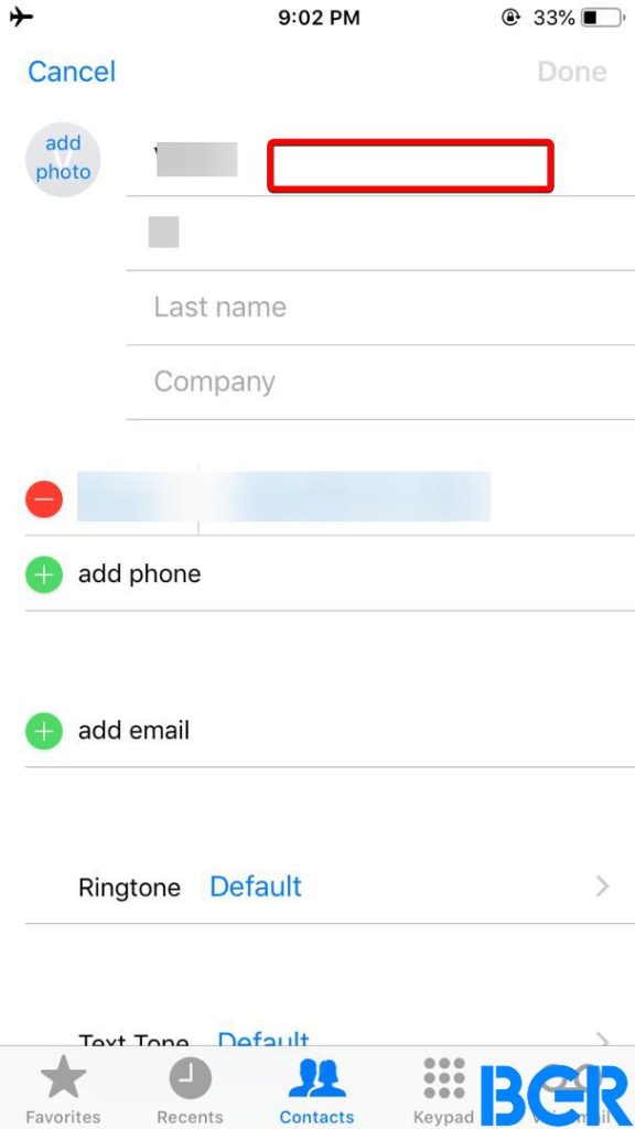 Enter new contact name to change your AirDrop name.