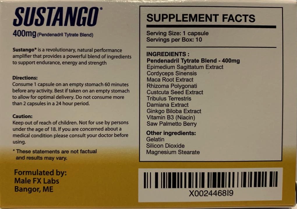 Sustango recall: The list of ingredients on the back of the package.