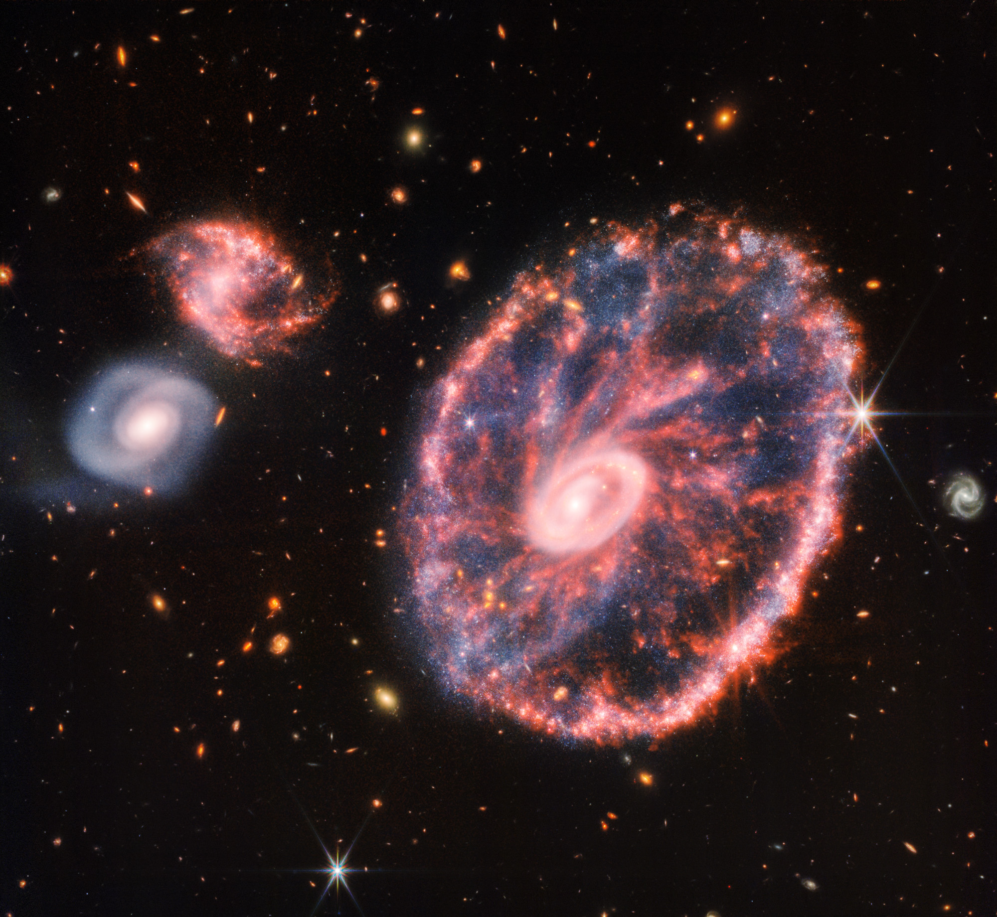 Cartwheel galaxy captured by Webb image