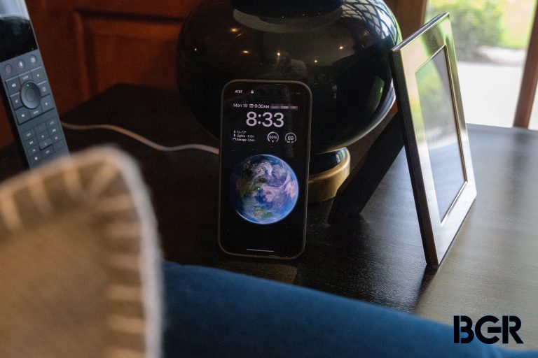 iPhone 14 Pro on a side table