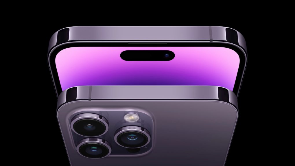 iPhone 14 Pro in Deep Purple color.