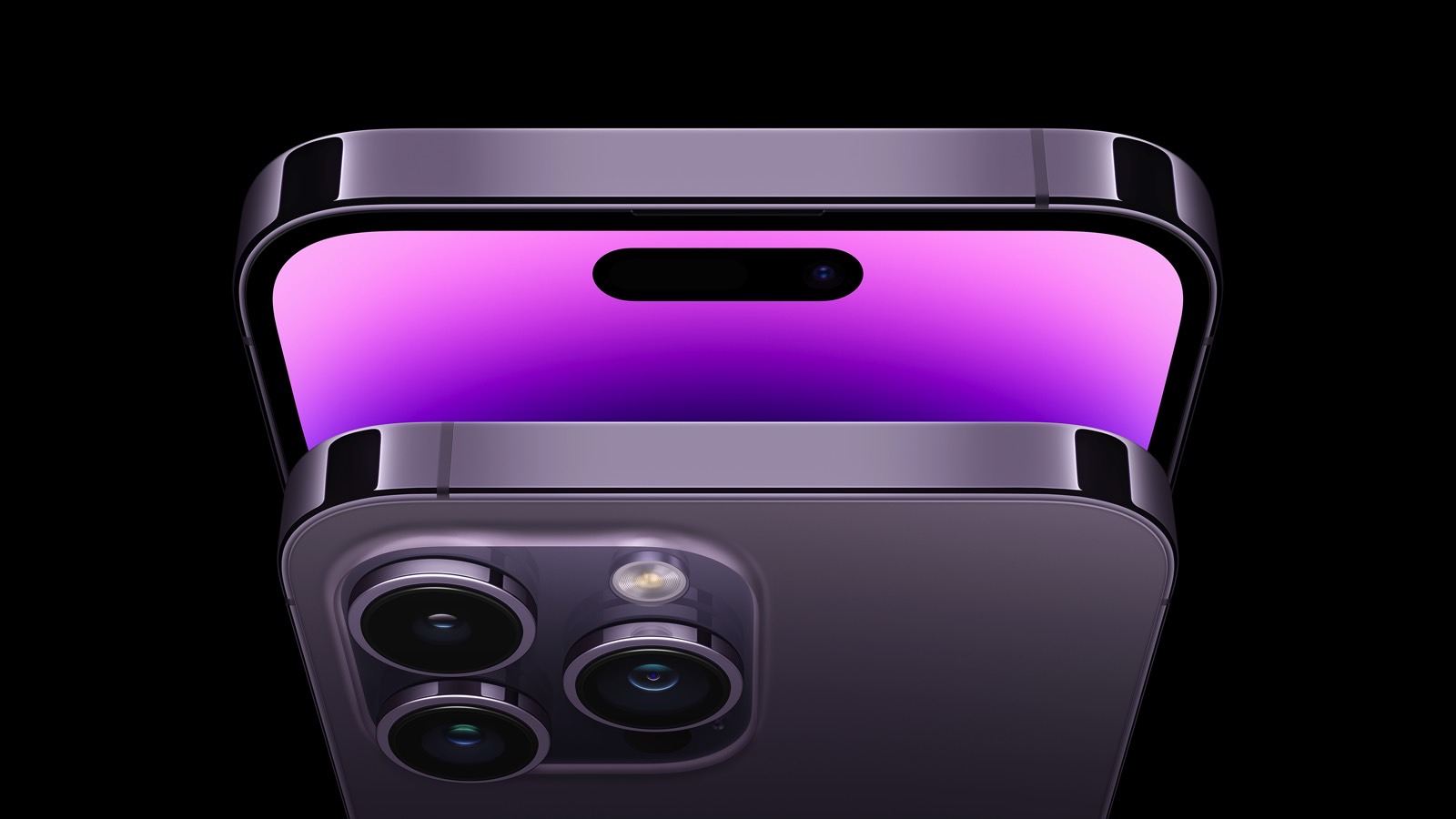 iPhone 14 Pro in Deep Purple color.